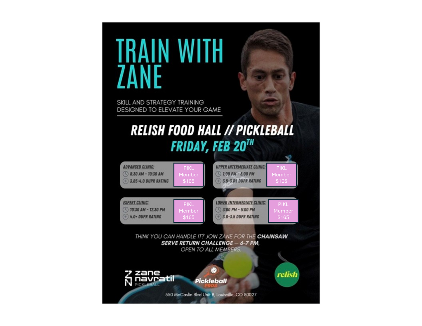 Train with Zane! Lower Intermediate Clinic (3.0-3.5)